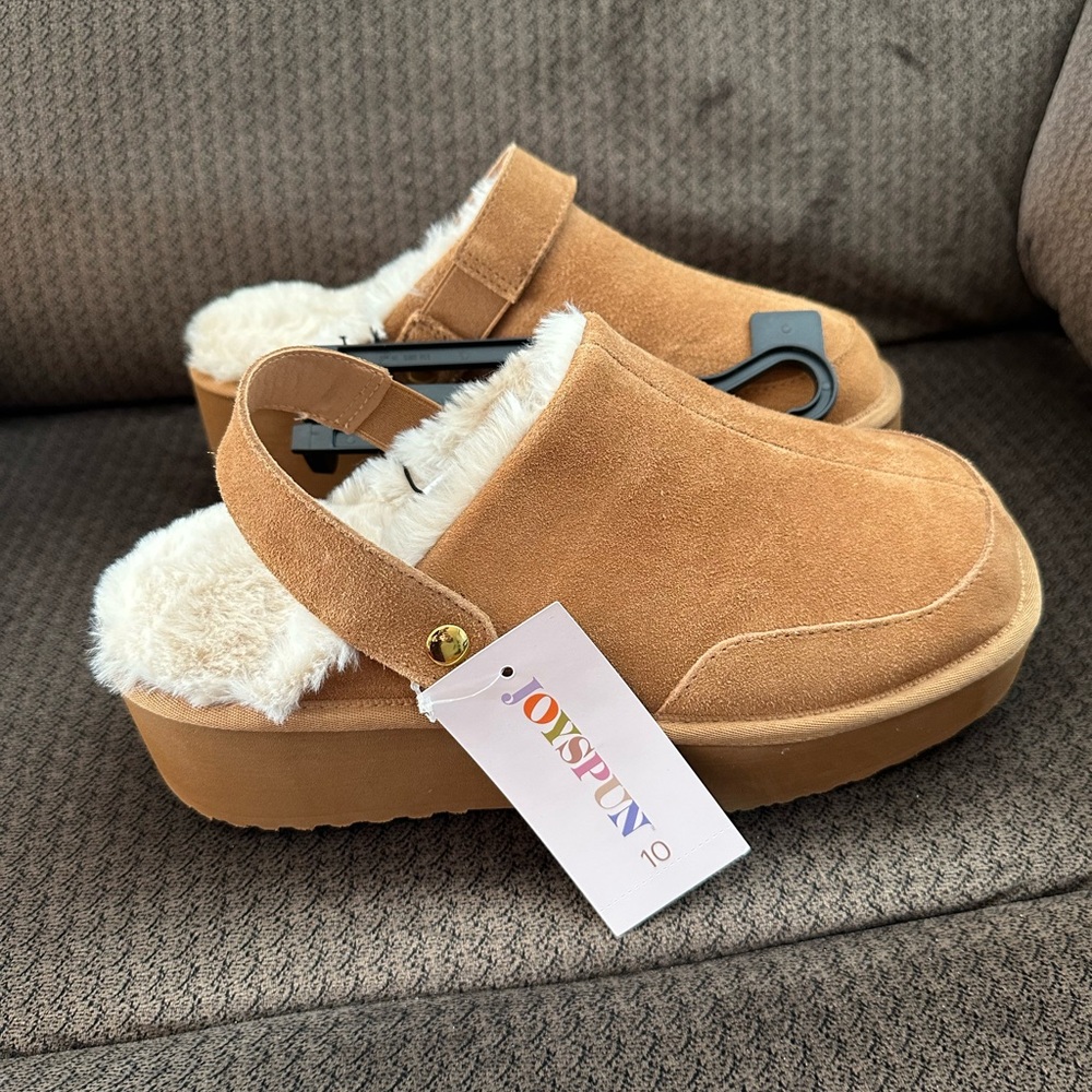 NWTS Joyspun Faux Suede Platform Clogs with Faux Fur Lining Sz 9,10,11 - Picture 3 of 8
